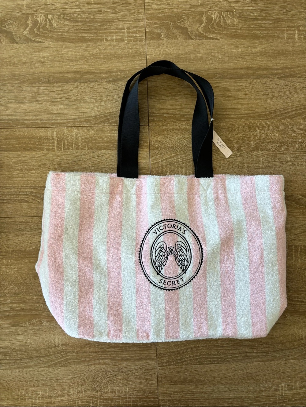 Victoria's Secret Angel Essentials striped terry tote bag NWT